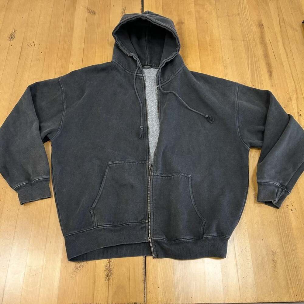John Galt California Zip-Up Hoodie Washed Gray Oversized